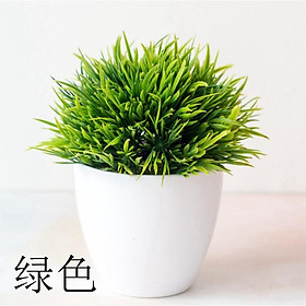 Chậu lá cỏ bonsai giả để bàn nhiều màu (kèm chậu cắm sẵn như mẫu)-Chậu hoa để bàn-Hoa giả trang trí nhà hàng cafe