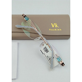 Gọng kính cận không viền gắn đá lục bảo VK-1