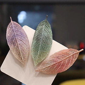 Set 3 Kẹp Tóc Bản To Hình Chiếc Lá Thêu Handmade Hàn Quốc Kẹp Tóc Mái , Tóc Con Mix Màu Ngẫu Nhiên