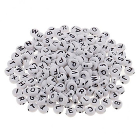 2x 200x 6mm White Alphabet Letters Beads Round