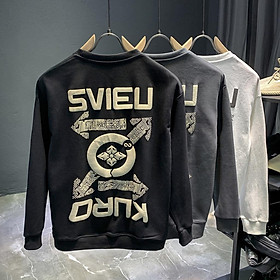 Áo nỉ sweater dáng ôm, Áo nam chất đẹp dày dặn in SVIEU sau lưng cool ngầu mã NZ662