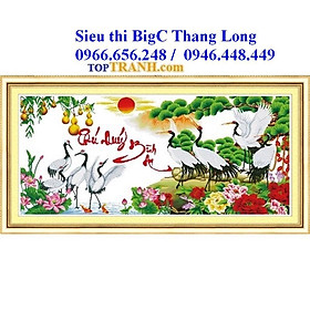 Tranh thêu chữ thập Phú Quý Bình an tùng hạc diên niên 222780 chưa thêu