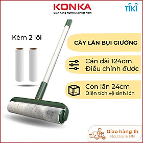 Cây lăn bụi giường 24cm, cây lăn bụi cán dài kèm lõi lăn bụi, hút bụi giường nệm, dính lông mèo, quần áo sàn thảm