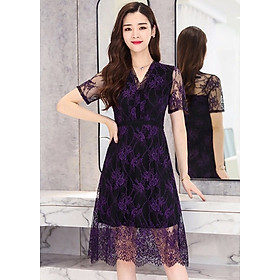 Đầm Nữ Ôm Ren Họa Tiết DO978 - Tím (Size