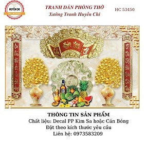 Tranh dán tường 3d dán trang trí Phòng Thờ- Thần Tài-Huyền Chi M53450-Decal PP in UV sắc nét-Đặt theo kích thước yêu cầu