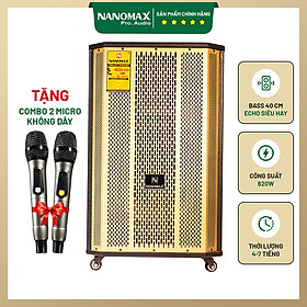 Hình ảnh Loa Kẹo Kéo Karaoke Công Suất Lớn Nanomax Bluetooth SK-15X5 Bass 40 Tặng 2 Mic Đọc Được USB Thẻ Nhớ Công Suất 620w Hàng Chính Hãng