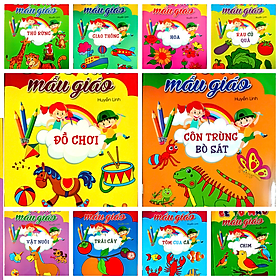 Combo Bộ Bé Tô Màu Mẫu Giáo - Bộ 10 Cuốn + Tặng Hộp Sáp Màu