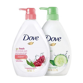 Bộ 2 Sữa tắm dưỡng ẩm Dove Hương Dưa Leo Trà Xanh VÀ Sữa tắm dưỡng ẩm Dove Hương Lựu và Chanh (550mlX2)