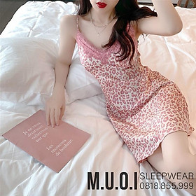 Váy ngủ sexy Quảng Châu - Sx 45 Váy ngủ da beo QUẢNG CHÂU CAO CẤP MIEMMOC kèm mút ngực - Hàng có sẵn