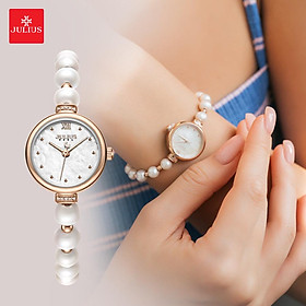Đồng Hồ Nữ Chính Hãng Julius Cao Cấp Dây Ngọc Trai Chống Nước Kính Khoáng Đường Kính 22mm JA-1346A