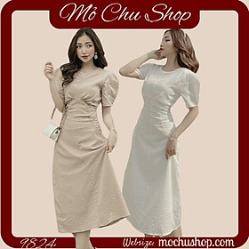 ĐẦM MIDI TAY BỒNG NHÍU NGỰC 74262233 [MỎ CHU SHOP
