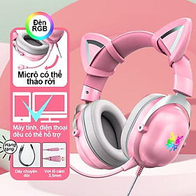 Mua Tai nghe chơi game tai mèo dễ thương âm thanh nổi ONIKUMA K9 với micrô ánh sáng RGB  Hàng chính hãng