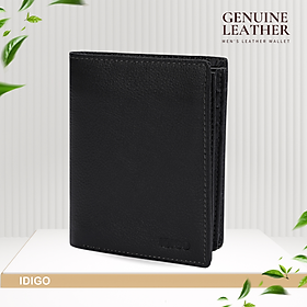 Ví da nam gập đôi phom đứng phối màu nhiều ngăn IDIGO MW1-6033