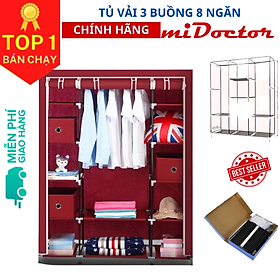 Mua Tủ vải đựng quần áo 3 buồng 8 ngăn  2 buồng 6 ngăn khung hợp kim nhôm bọc vải cao cấp miDoctor