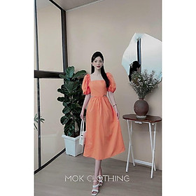 Đầm váy cổ vuông xoắn ngực dáng dài xinh xắn 3 màu sắc kèm ảnh thật
