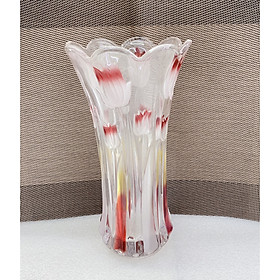 Bình cắm hoa thủy tinh pha lê trắng đỏ cao cấp 30cm - ANTH499