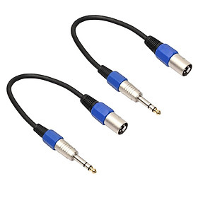 2 Pcs 1ft Microphone Cable (Mic Cable, XLR Male to TRS Male 6.35mm Cable)