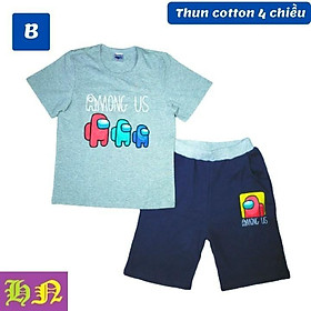 Quần áo trẻ em béo phì bé trai Among US từ 22-58kg - Đồ bộ bé trai chất thun cotton 4 chiều-Hương Nhiên