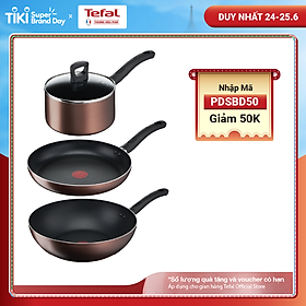 Combo 3 Nồi thân cao Tefal Day By Day G1436105 22cm & Chảo chiên Tefal Day By Day G1430605 28cm & Chảo xào Tefal Day By Day G1437705 26cm - Dùng mọi loại bếp - Chấm đỏ báo nhiệt thông minh - Hàng chính hãng