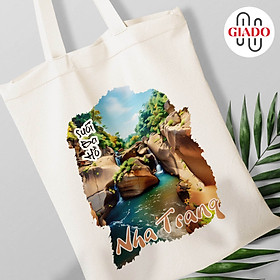 Túi canvas GIADO, túi vải bố, túi tote mẫu Nha Trang suối Ba Hồ