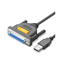 Dây USB sang DP25 Parallel, dài 1.8M Ugreen 20224 màu Đen DB25 âm cao cấp - HÀNG CHÍNH HÃNG
