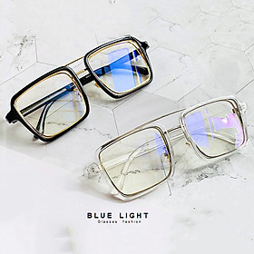 Kính Giả Cận, Gọng Kính Cận Nam Nữ Mắt Vuông To 2 Khung Lồng Nhau Cá Tính Không Độ Hàn Quốc - BLUE LIGHT SHOP