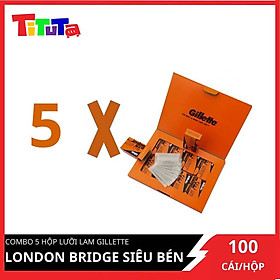 Combo 5 hộp lưỡi lam Gillette London Bridge (Cam) siêu bén dành cho Barbershop 100 cái/hộpX5
