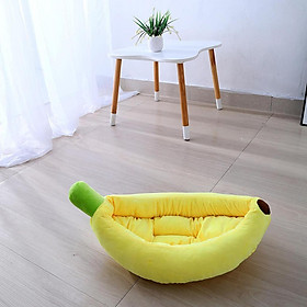 Lovely Cat and Dog Cushion Bed, Plush Pet Banana Boat Nesting House Sofa Couch Pet Sleeping Bed