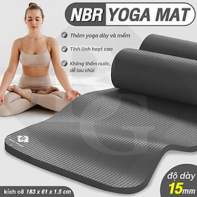 BG Thảm tập Yoga,GYM chuyên dụng dày 15mm NBR nguyên khối, độ đài hồi tốt, chống lún, Chống trơn trượt, độ bám cao, ngăn ngừa hôi và ẩm mốc (hàng nhập khẩu)