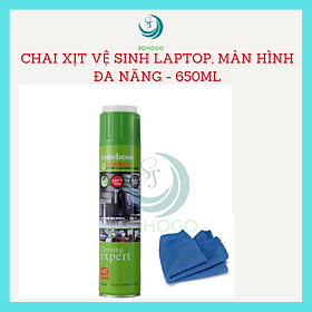 Bình xịt vệ sinh màn hình, bàn phím laptop/ máy tính 650ML+ Tặng kèm khăn lau cao cấp- Chai xịt đa năng trên loại bề mặt- CHỌN MẪU