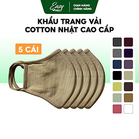 Khẩu Trang Vải Nam Nữ Khẩu Trang Màu Đen Cotton Nhật Cao Cấp Chống Nắng Combo 5 Cái