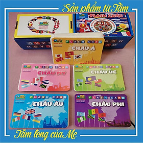 Thẻ Học Song Ngữ Flash Card Chủ Đề Quốc Kỳ Các Nước 5 Châu Lục Có Phiên Âm Và Hình Ảnh Cho Bé Phát Triển Trí Tuệ