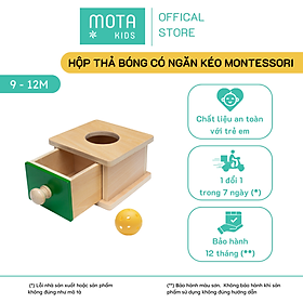 Đồ chơi hộp thả bóng có ngăn kéo cho bé từ 9-12 tháng Montessori Mota- Rèn sự tập trung & đôi tay- Hàng chính hãng