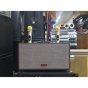 Mua Loa xách tay Karaoke Bluetooth BNIB BN-116: Bass 16  3 loa  Vỏ da bọc gỗ  Âm thanh chất lượng  Kèm 2 Micro vỏ kim loại