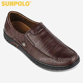 Giày Mọi Nam Da Bò Sunpolo SUS501N - Nâu (Size