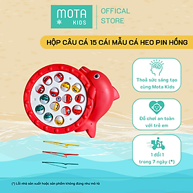[M617AHONG - Mota Montessori] Đồ chơi cho bé Hộp câu cá 15 cái mẫu cá heo pin hồng - Hàng chính hãng