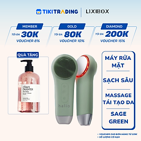 Máy Rửa Mặt Massage Tích Hợp Liệu Pháp Ánh Sáng và Nhiệt Halio Multi-task Cleansing & Massaging Device with Red Blue Light Therapy 5 in 1 - Sage Green