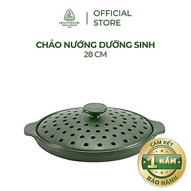 Mua Chảo nướng dưỡng sinh 28 cm + nắp  Healthy Cook Xanh Rêu Sứ cao cấp Minh Long