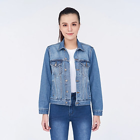Áo Khoác Jean Nữ Trơn Màu Xanh Đậm Nhạt Aaa Jeans