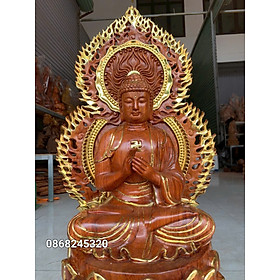 Mua Bộ tượng thất phật được sư bằng gỗ hương đá kt cao 40×20cm +lá chắn hào quang cao tổng 54cm
