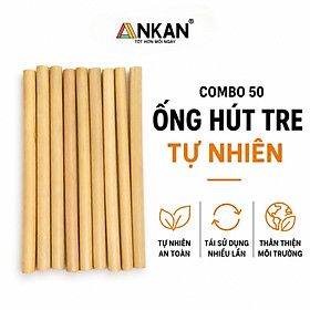 Combo 50 ống hút tre tái sử dụng dùng cho ly cao nước ép sinh tố