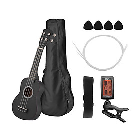Bộ Đàn Ukulele Gỗ Trầm Kèm Túi Đựng, Dây Đàn, Miếng Gảy Và Kẹp Chỉnh Âm (21inch)