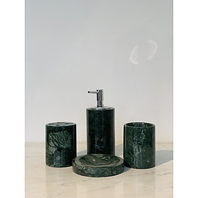 Bộ phụ kiện phòng tắm  4 món đá xanh dưa - Đá marble tự nhiên 