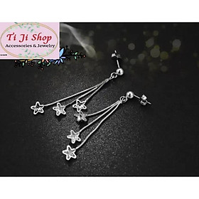 BÔNG TAI NỮ INOX TÒN TEN 3 TUA MÌ NGÔI SAO  XINH  KHÔNG ĐEN
