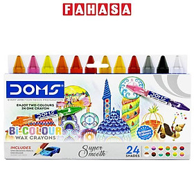 Hộp 12 Bút Sáp Màu 2 Đầu Bi-Colour Wax Crayons - DOMS 7495