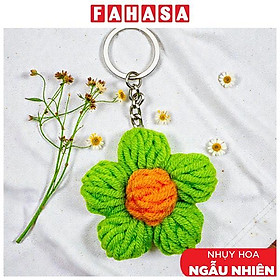 Móc Khoá Len Hoa Đậu - Màu Xanh Lá (Nhụy Hoa Màu Ngẫu Nhiên)