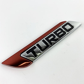 Tem 3D kim loại TURBO mạ Crom cá tính (màu Đỏ Trắng)