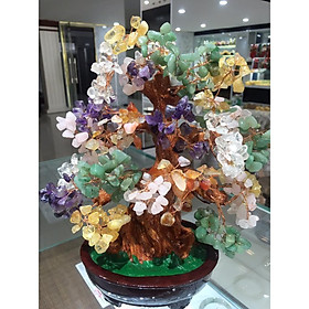 Cây Tài Lộc bằng đá thạch anh thiên nhiên size 30cm - đá thạch anh đa sắc