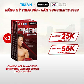 Combo 3 hộp tăng cường sinh lý nam welson for men hộp 60 viên