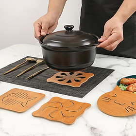 Tấm Lót Nồi Cách Nhiệt Bằng Gỗ Tre Nhiều Hình Ngộ Nghĩnh Kích Thước 14,8 x 14,8cm -  Hàng Chính Hãng MINIIN - 10 chiếc